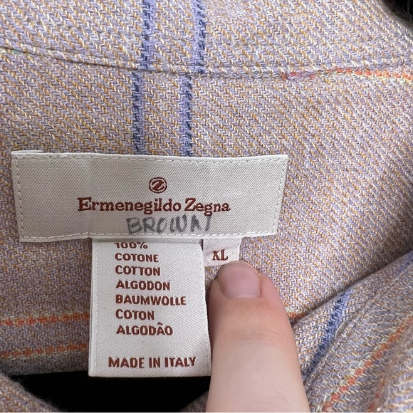 ERMENEGILDO ZEGNA Plaid Long Sleeve Button Down Shirt - Picture 4 of 5